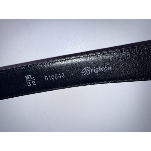 Brighton STARDUST Leather Belt  Size 32 M/L Croc Embossed Black Silver Rhineston main image 4